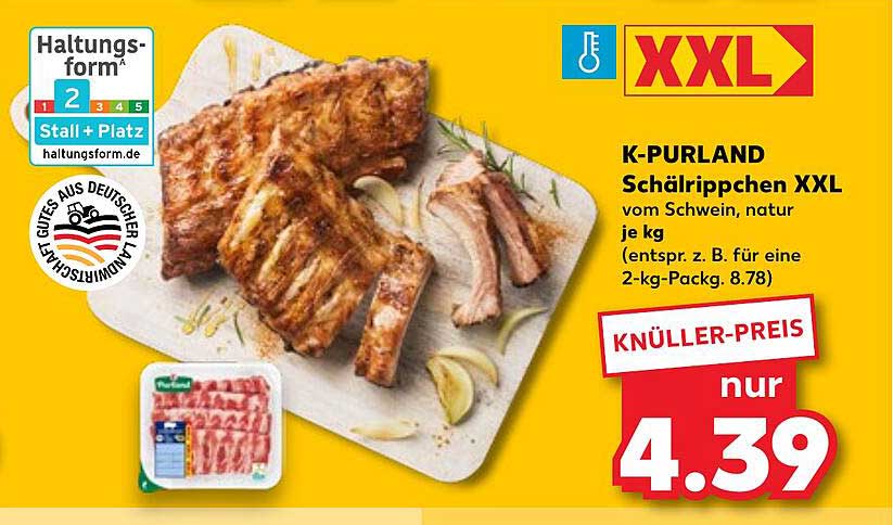 K-PURLAND Schälrippchen XXL vom Schwein, natur je kg