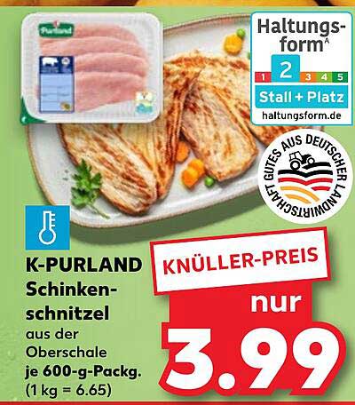 K-PURLAND Schinkenschnitzel aus der Oberschale – 600 g Packung