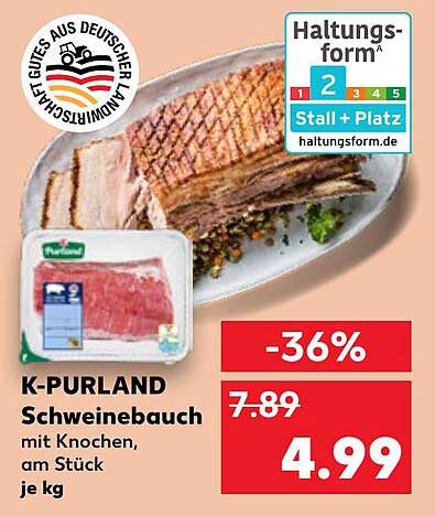 K-PURLAND Schweinebauch mit Knochen, am Stück