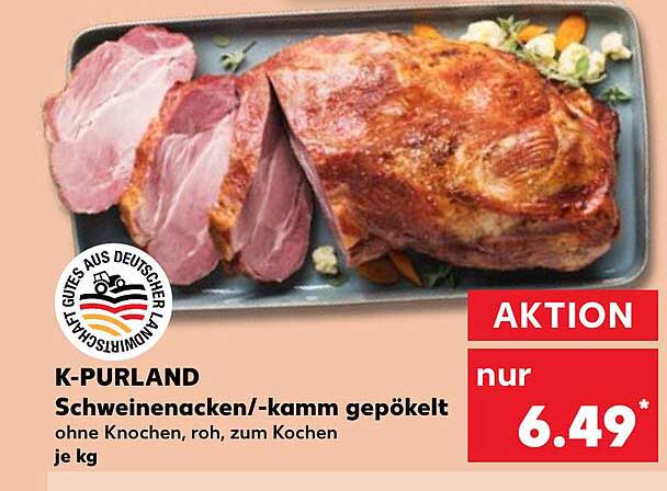 K-PURLAND Schweinenacken/-kamm gepökelt ohne Knochen, roh, zum Kochen je kg