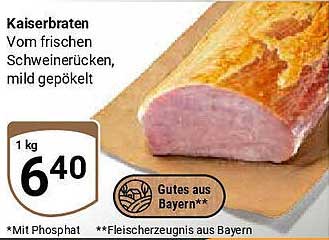 Kaiserbraten vom frischen Schweinerücken, mild gepökelt