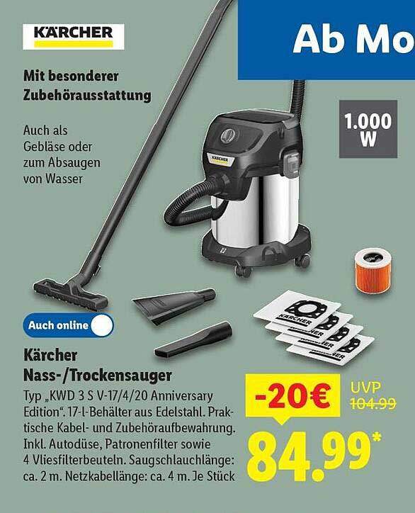 Kärcher Nass-/Trockensauger Typ KWD 3 S V-17/4/20 Anniversary Edition