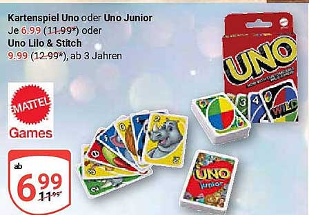 Kartenspiel Uno oder Uno Junior - nur 6,99€