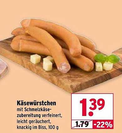 Käsewürstchen mit Schmelzkäse-Zubereitung, 100 g