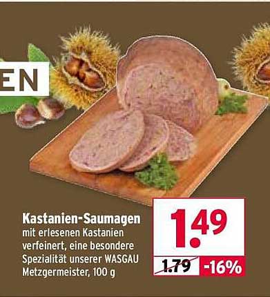 Kastanien-Saumagen mit erlesenen Kastanien verfeinert, 100 g