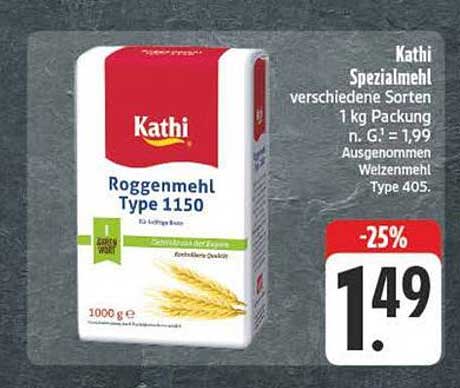 Kathi Spezialmehl Roggenmehl Type 1150 1 kg