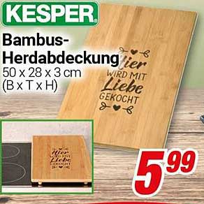 KESPER Bambus-Herdabdeckung 50 x 28 x 3 cm
