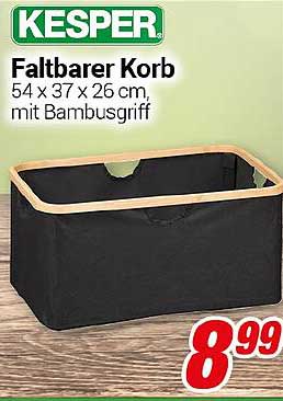 KESPER Faltbarer Korb 54 x 37 x 26 cm, mit Bambusgriff