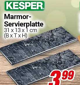 Kesper Marmor-Servierplatte 31 x 13 x 1 cm