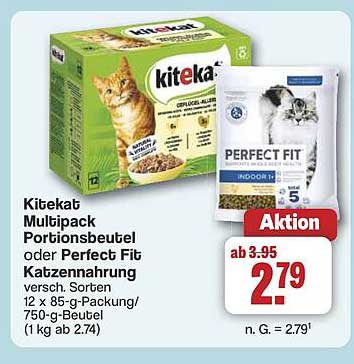 Kitekat Multipack Portionsbeutel oder Perfect Fit Katzennahrung