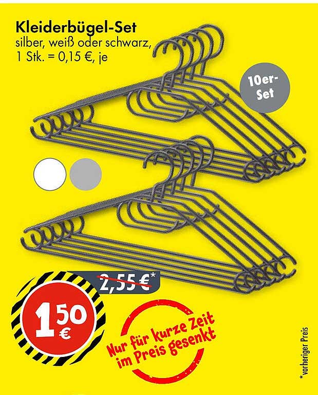 Kleiderbügel-Set – Silber, Weiß oder Schwarz