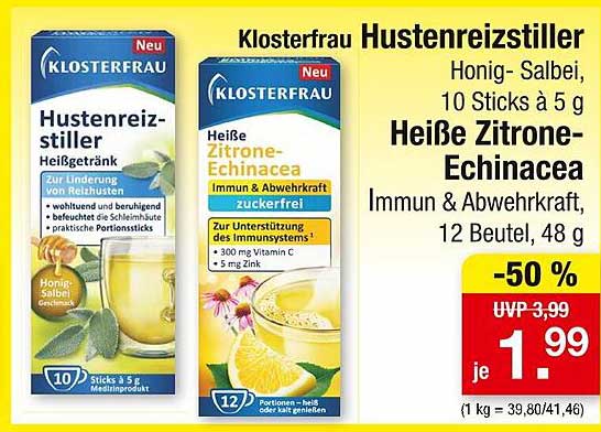Klosterfrau Hustenreizstiller und Heiße Zitronen-Echinacea