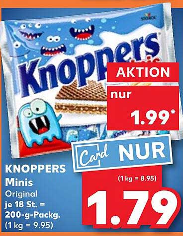 Knoppers Minis – Original 200-g-Packung (18 Stück)