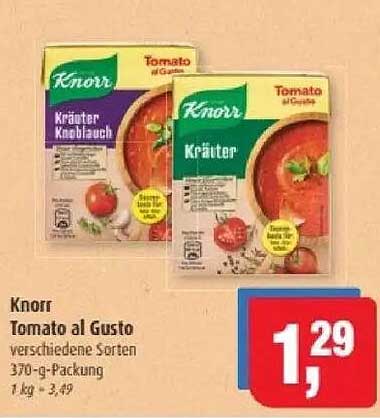 Knorr Tomato al Gusto - Kräuter und Knoblauch 370-g-Packung