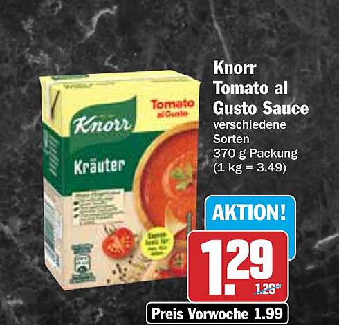 Knorr Tomato al Gusto Sauce - verschiedene Sorten (370 g)