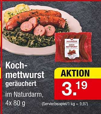 Kochmettwurst geräuchert im Naturdarm, 4x 80 g