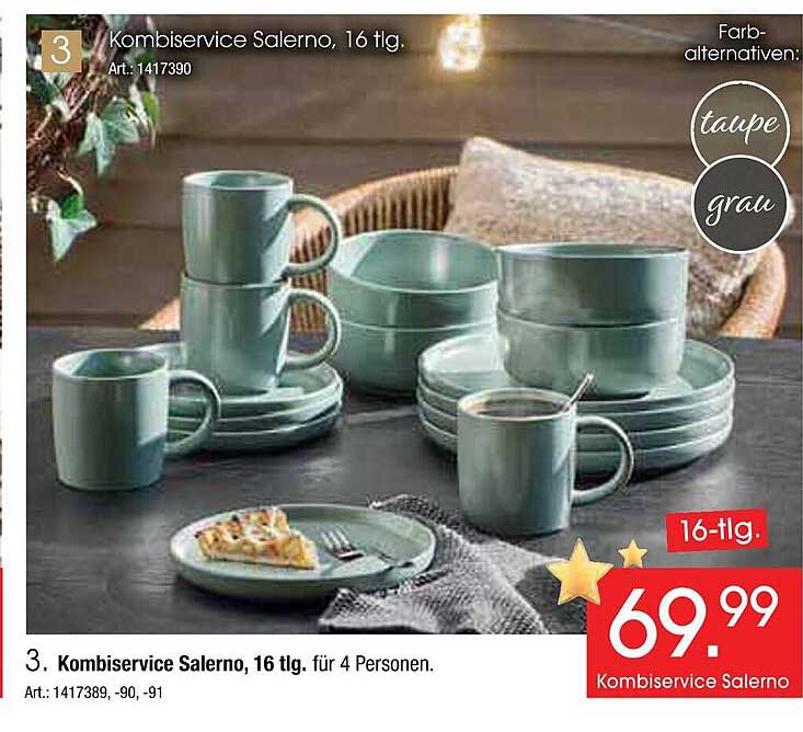 Komb-Service Salerno, 16 tlg. für 4 Personen.