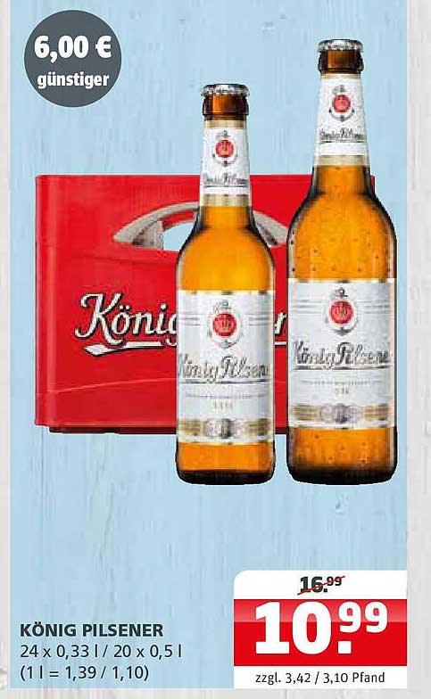 KÖNIG PILSENER 24 x 0,33 l für 10,99 €