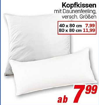 Kopfkissen mit Daunenfeeling, versch. Größen