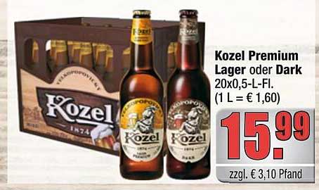 Kozel Premium Lager oder Dark 20x0,5-L-Fl.