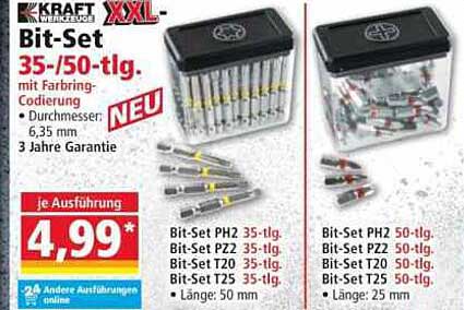 KRAFT XXL Bit-Set 35/50-tlg. mit Farbcodierung