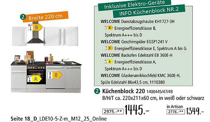 Küchenblock 220 inkl. Elektro-Geräte
