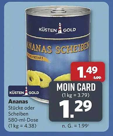KÜSTEN GOLD Ananas Stücke oder Scheiben 580-ml-Dose