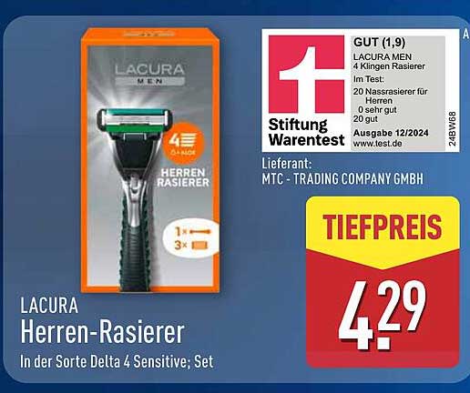 LACURA Herren-Rasierer - 4 Klingen Rasierer Set