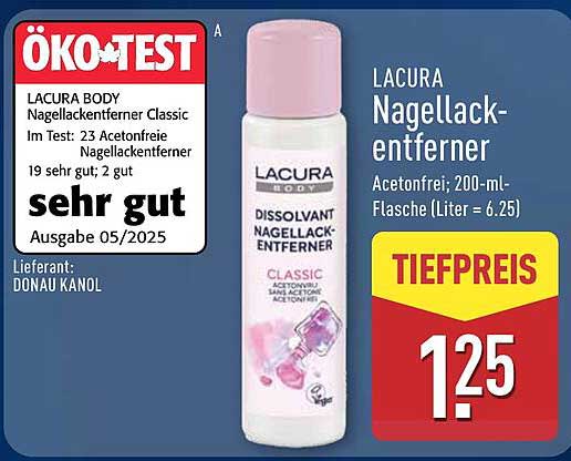 LACURA Nagellackentferner Classic - Acetonfrei, 200 ml