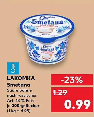 LAKOMKA Smetana - Saure Sahne nach russischer Art, 18 % Fett
