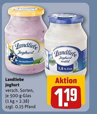 Landliebe Joghurt - verschiedene Sorten, je 500-g-Glas