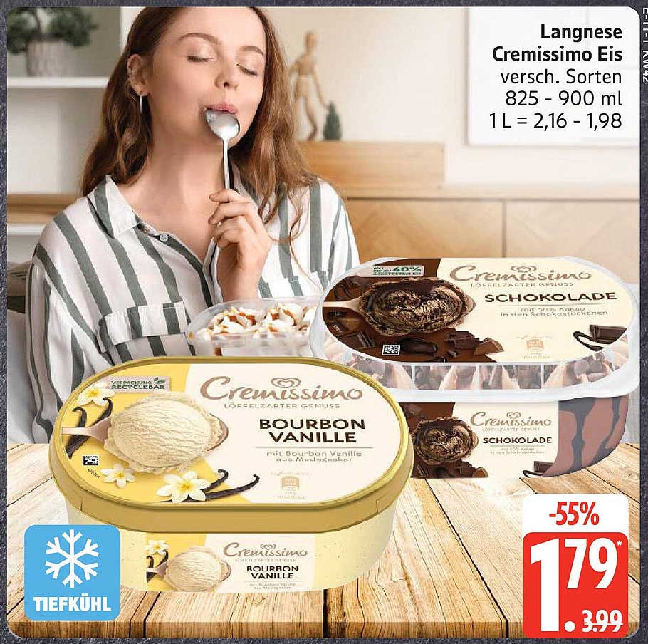 Langnese Cremissimo Eis, verschiedene Sorten 825 - 900 ml