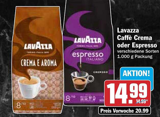 Lavazza Caffè Crema oder Espresso 1.000 g Packung