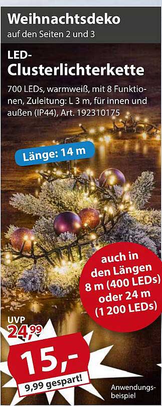 LED-Clusterlichterkette 700 LEDs, warmweiß