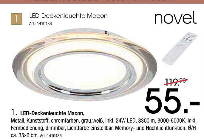 LED-Deckenleuchte Macon