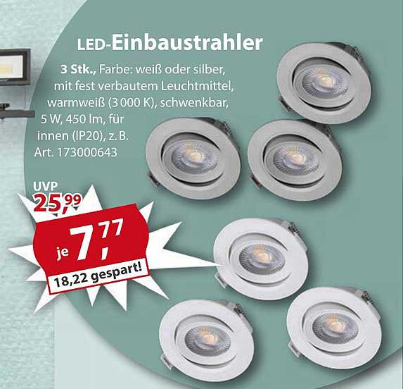 LED-Einbaustrahler 3 Stk., warmweiß, schwenkbar
