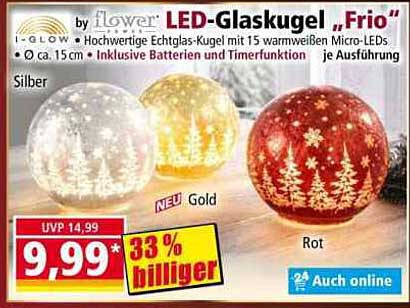 LED-Glaskugel „Frio“ von flower - Hochwertige Echtglas-Kugel mit Micro-LEDs