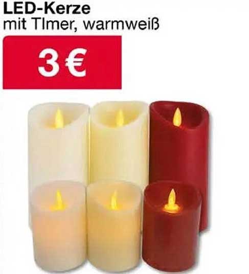 LED-Kerze mit Timer, warmweiß