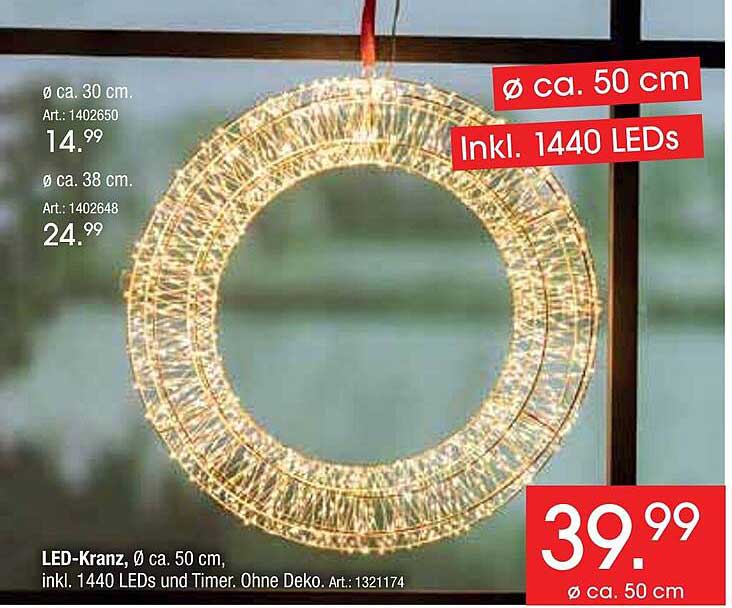 LED-Kranz Ø ca. 50 cm, inkl. 1440 LEDs und Timer