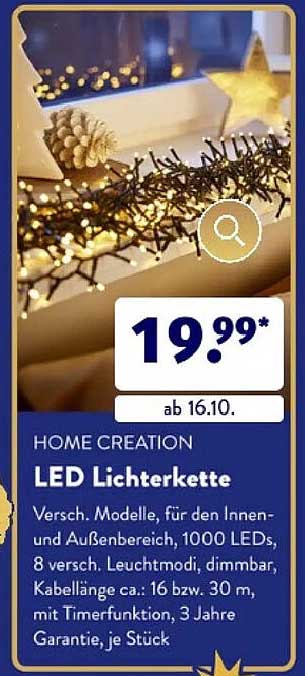 LED Lichterkette Home Creation - Ab 16.10. für nur 19,99 €