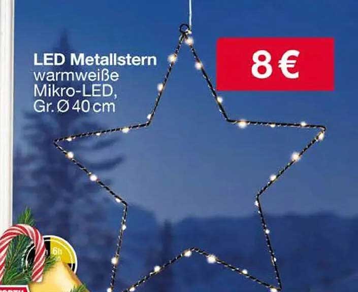 LED Metallstern warmweiße Mikro-LED, Gr. Ø 40 cm