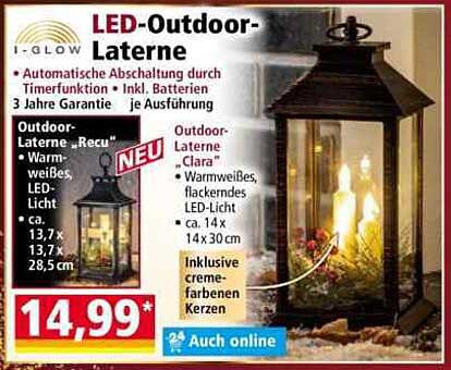 LED-Outdoor-Laterne - I-GLOW mit Timerfunktion