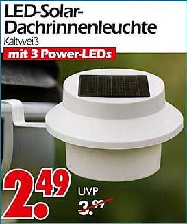 LED-Solar-Dachrinnenleuchte Kaltweiß mit 3 Power-LEDs