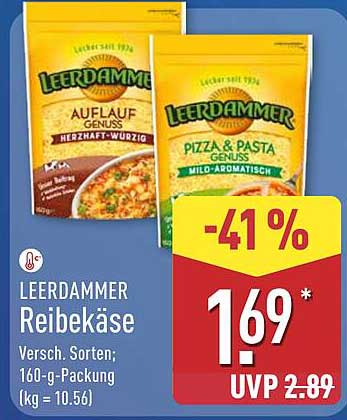 LEERDAMMER Reibekäse - Verschiedene Sorten, 160-g-Packung