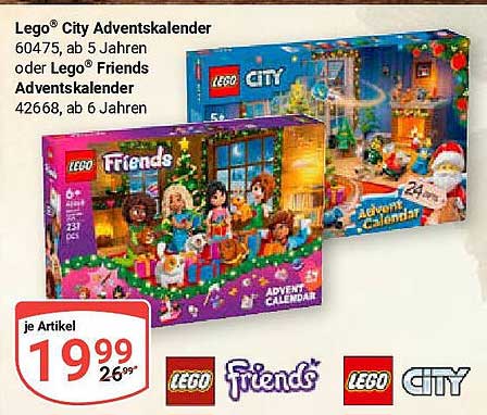 LEGO® City Adventskalender 60475 oder LEGO® Friends Adventskalender 42668