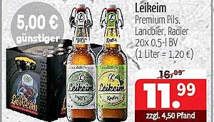 Leikeim Premium Pils, Landbier, Radler 20x0,5l BV