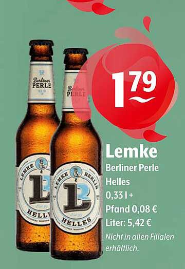 Lemke Berliner Perle Helles 0,33 l + Pfand 0,08 €