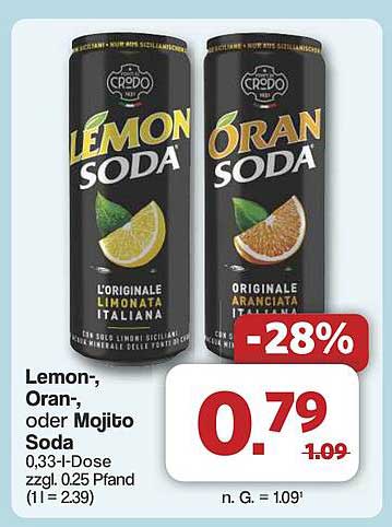 Lemon-, Oran- oder Mojito Soda - Erfrischender Genuss aus Italien