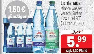 Lichtenauer Mineralwasser, 12 x 1,0 l PET