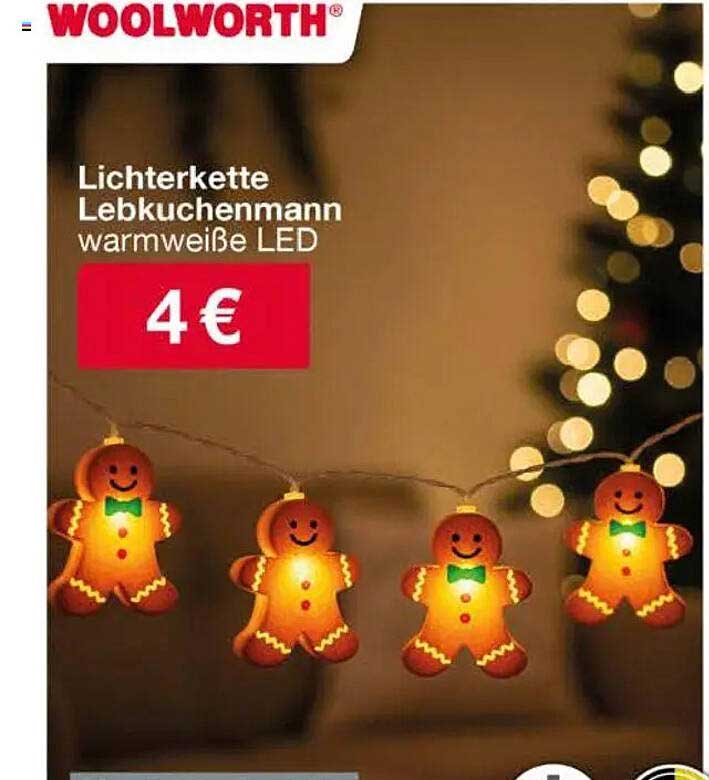 Lichterkette Lebkuchenmann warmweiße LED